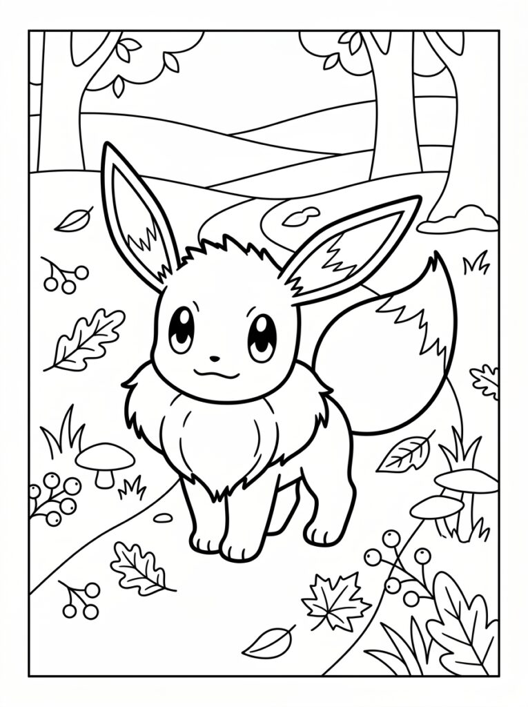 Eevee Kleurplaten (Gratis PDF Printables) 01 - gratis kleurplaat om te printen