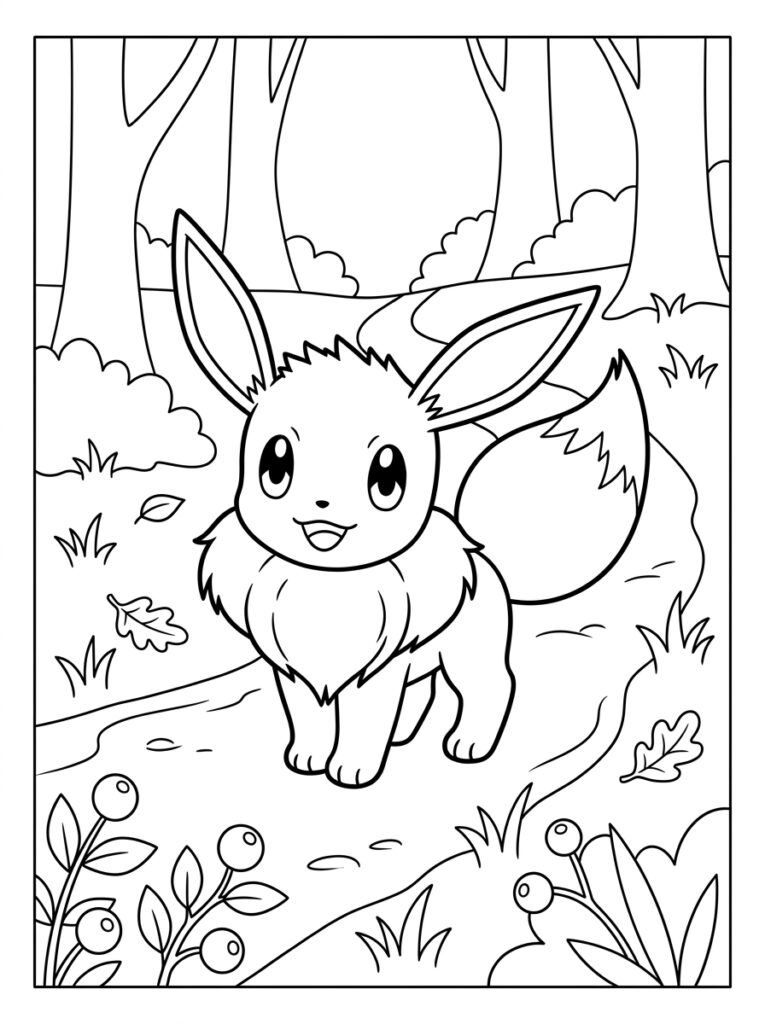 Eevee Kleurplaten (Gratis PDF Printables) 02 - gratis kleurplaat om te printen