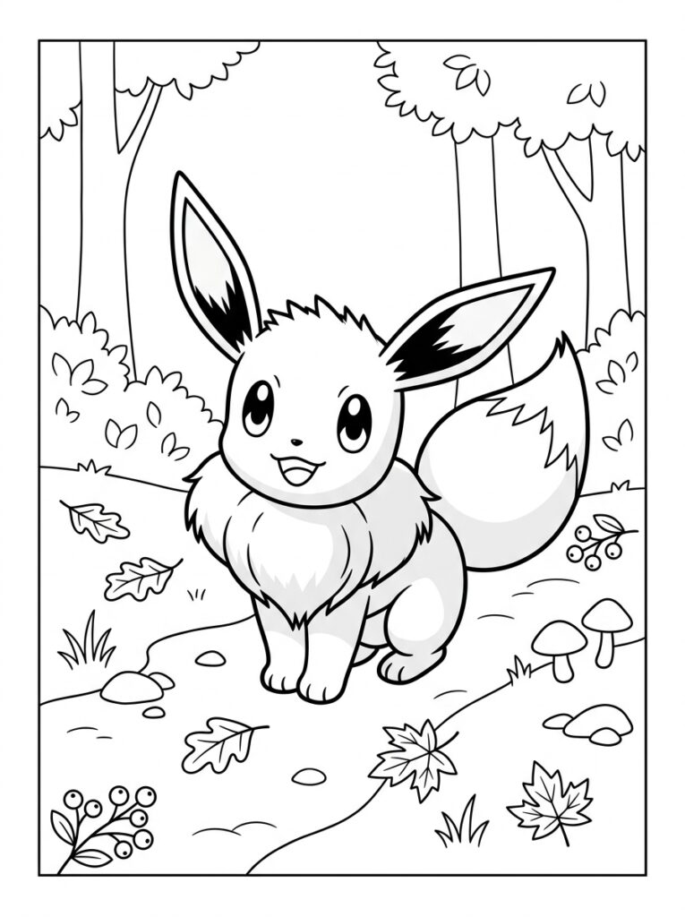Eevee Kleurplaten (Gratis PDF Printables) 03 - gratis kleurplaat om te printen