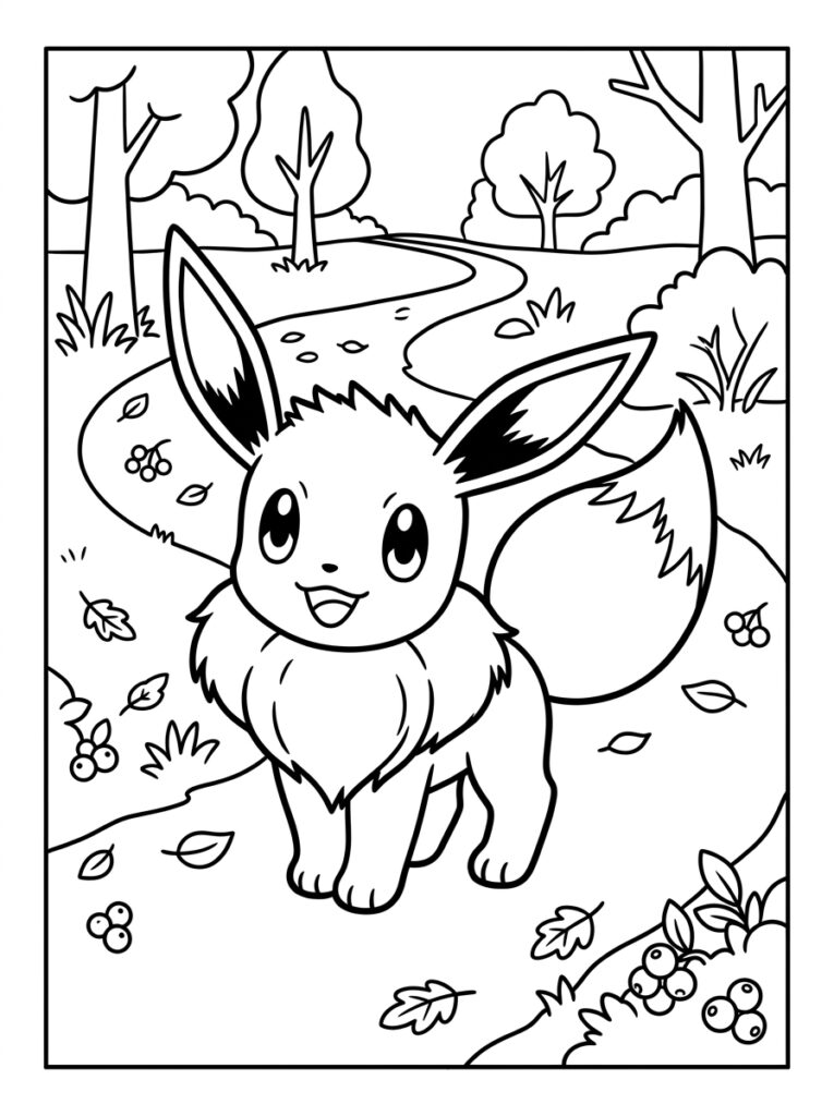 Eevee Kleurplaten (Gratis PDF Printables) 04 - gratis kleurplaat om te printen