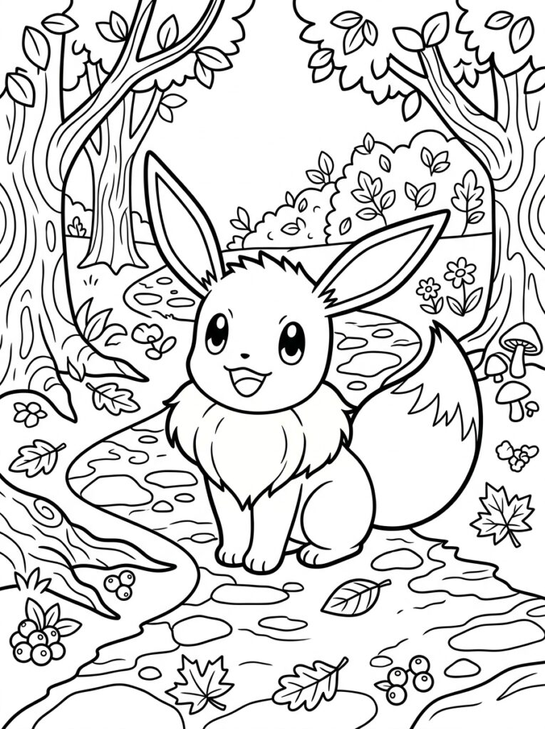 Eevee Kleurplaten (Gratis PDF Printables) 05 - gratis kleurplaat om te printen