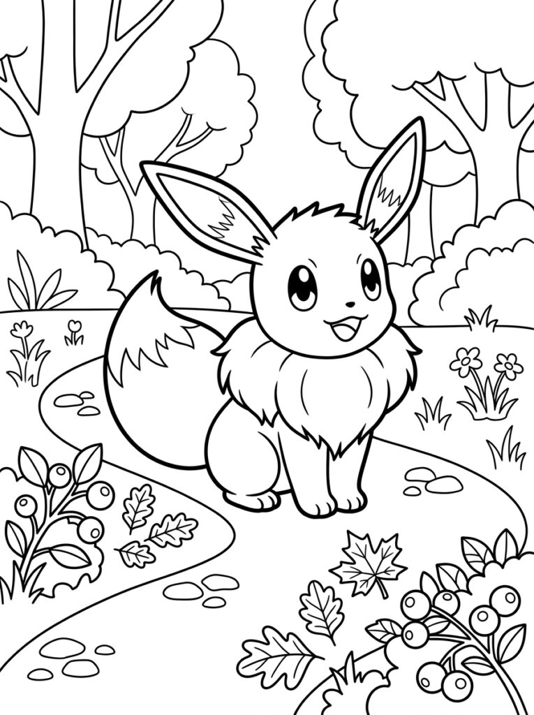Eevee Kleurplaten (Gratis PDF Printables) 06 - gratis kleurplaat om te printen