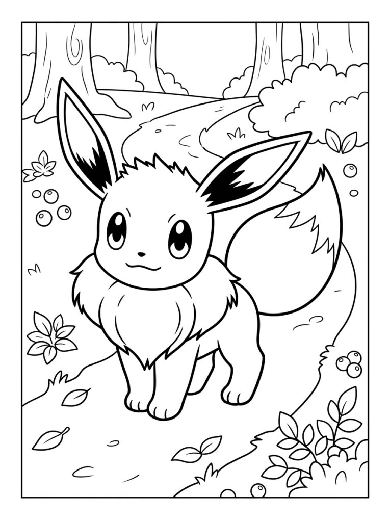 Eevee Kleurplaten (Gratis PDF Printables) 09 - gratis kleurplaat om te printen