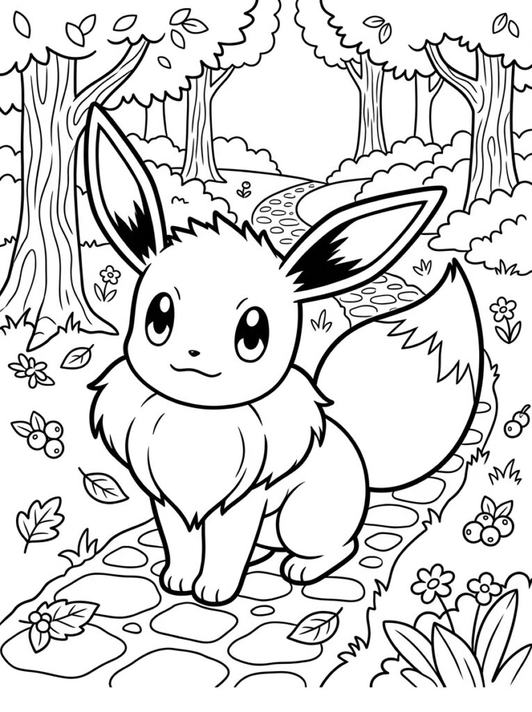 Eevee Kleurplaten (Gratis PDF Printables) 10 - gratis kleurplaat om te printen