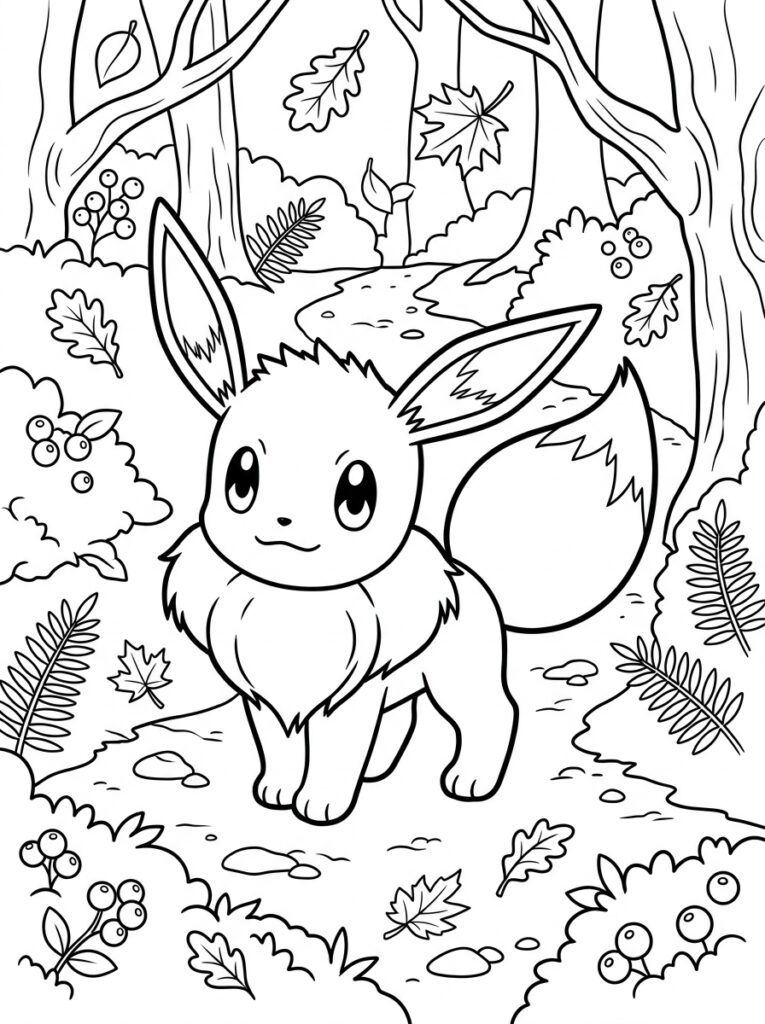 Eevee Kleurplaten (Gratis PDF Printables) 11 - gratis kleurplaat om te printen