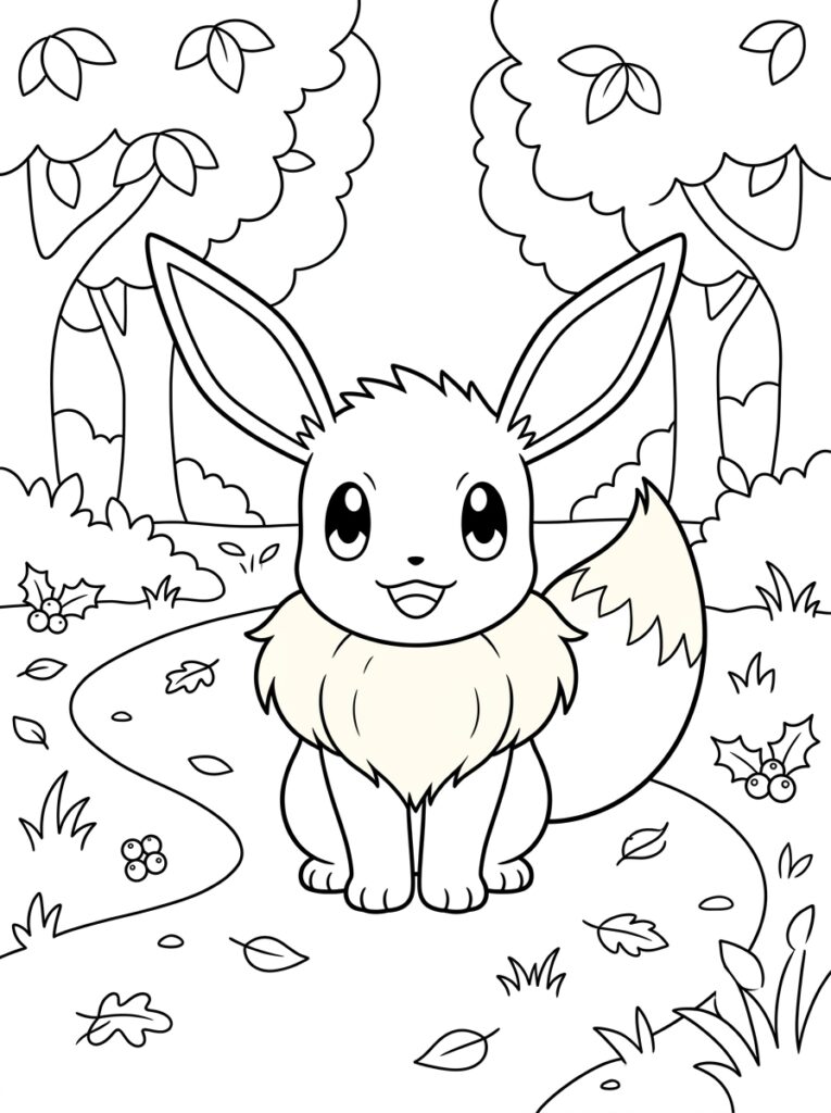 Eevee Kleurplaten (Gratis PDF Printables) 12 - gratis kleurplaat om te printen