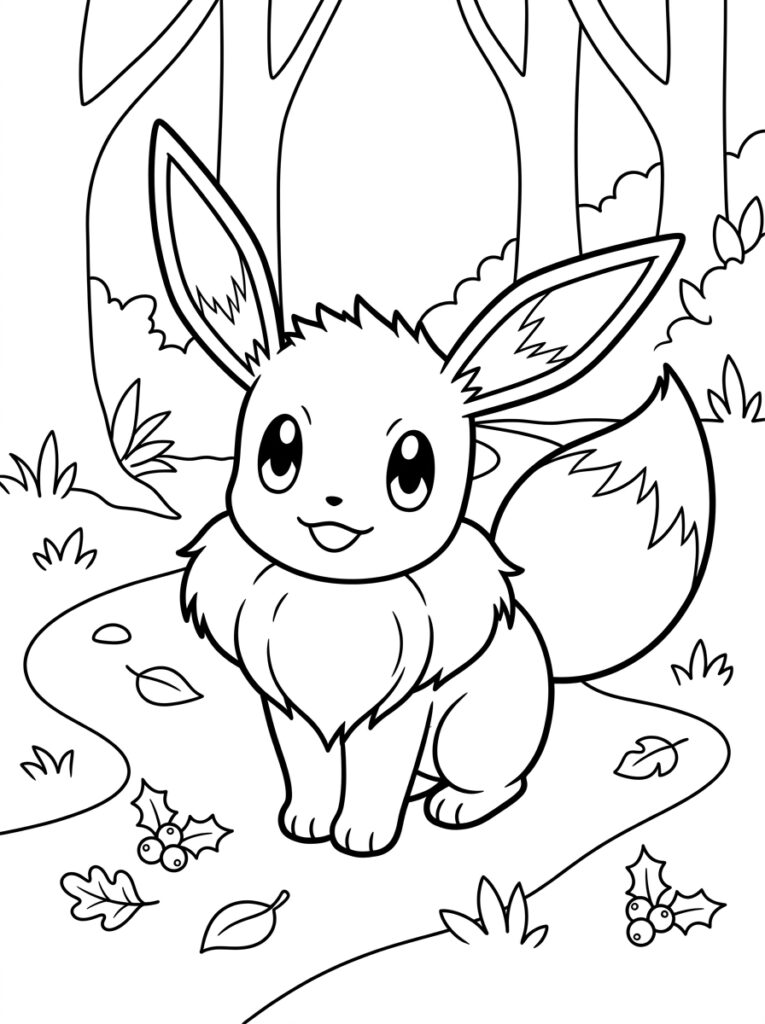Eevee Kleurplaten (Gratis PDF Printables) 15 - gratis kleurplaat om te printen
