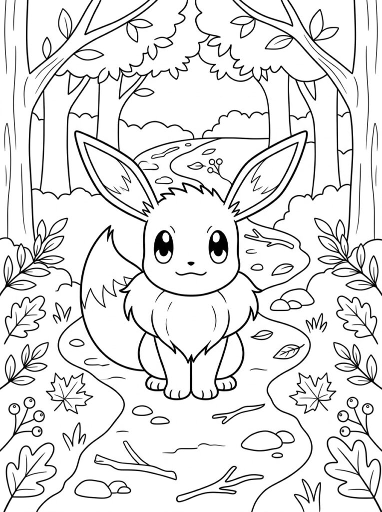 Eevee Kleurplaten (Gratis PDF Printables) 16 - gratis kleurplaat om te printen