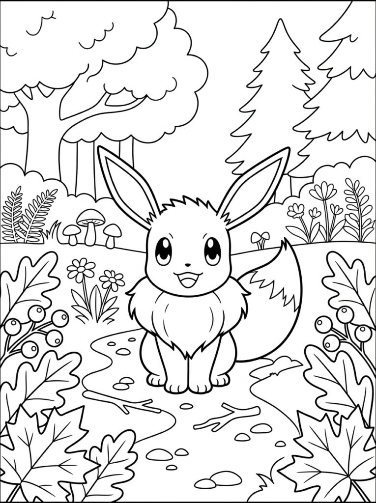 Eevee Kleurplaten (Gratis PDF Printables) 18 - gratis kleurplaat om te printen