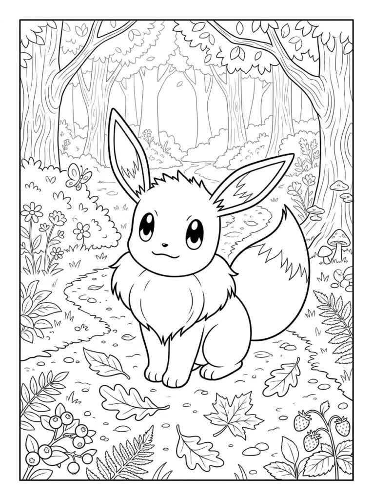 Eevee Kleurplaten (Gratis PDF Printables) 22 - gratis kleurplaat om te printen