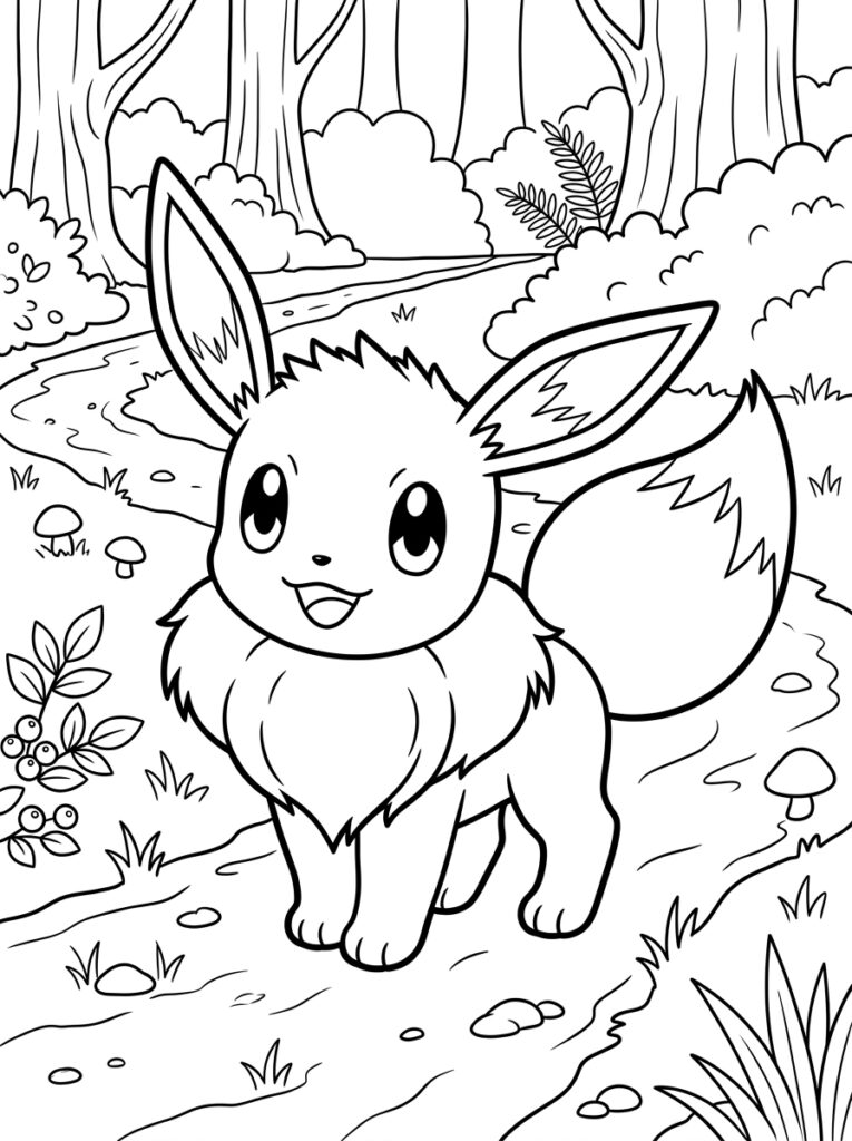 Eevee Kleurplaten (Gratis PDF Printables) 25 - gratis kleurplaat om te printen