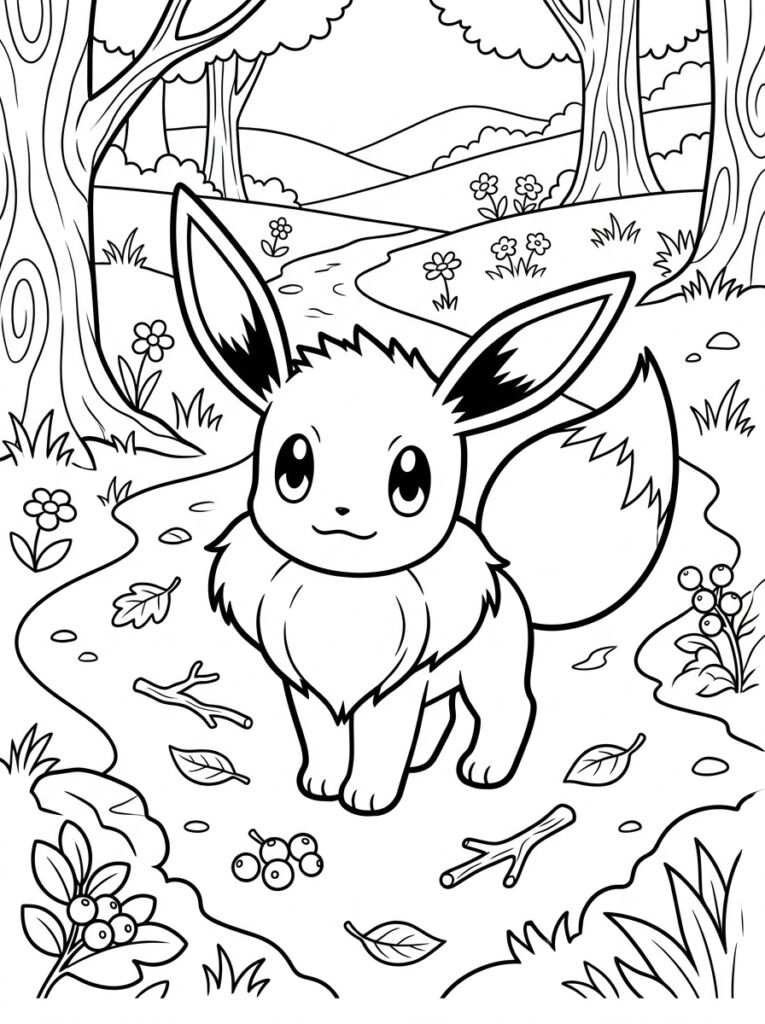 Eevee Kleurplaten (Gratis PDF Printables) 38 - gratis kleurplaat om te printen