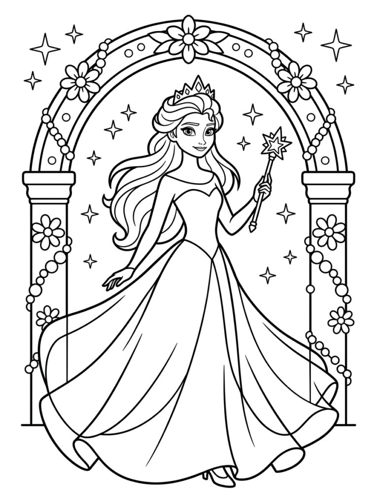 Elsa Kleurplaten (Gratis PDF Printables) 02 - gratis kleurplaat om te printen