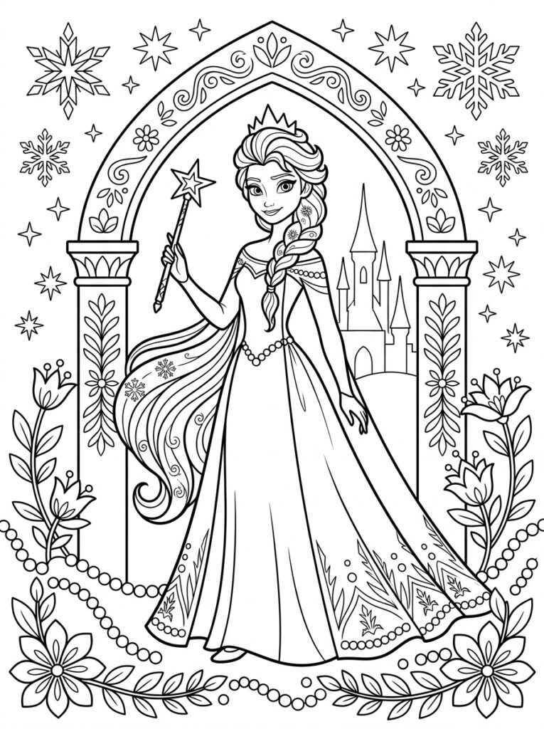 Elsa Kleurplaten (Gratis PDF Printables) 05 - gratis kleurplaat om te printen