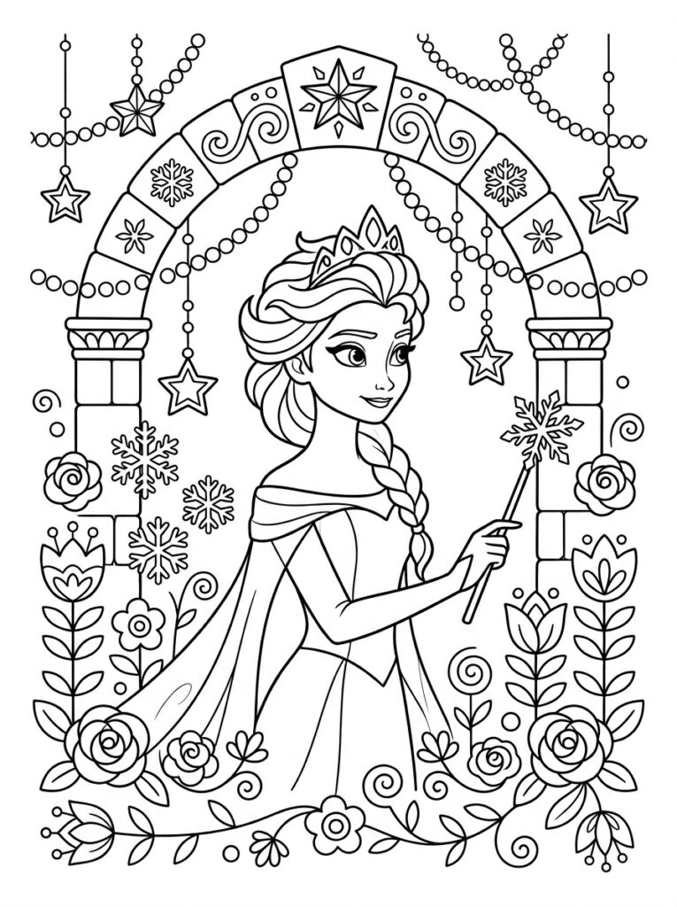 Elsa Kleurplaten (Gratis PDF Printables) 06 - gratis kleurplaat om te printen