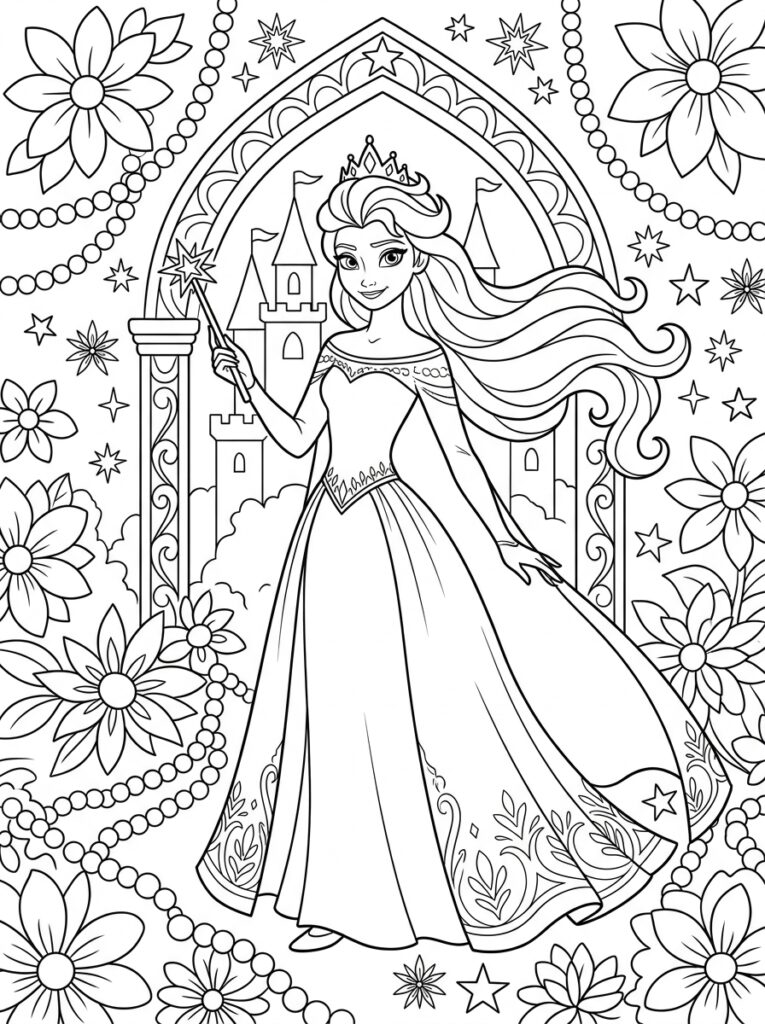 Elsa Kleurplaten (Gratis PDF Printables) 08 - gratis kleurplaat om te printen