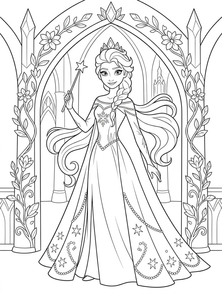 Elsa Kleurplaten (Gratis PDF Printables) 10 - gratis kleurplaat om te printen