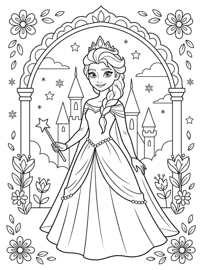 Elsa Kleurplaten (Gratis PDF Printables) 11 - gratis kleurplaat om te printen