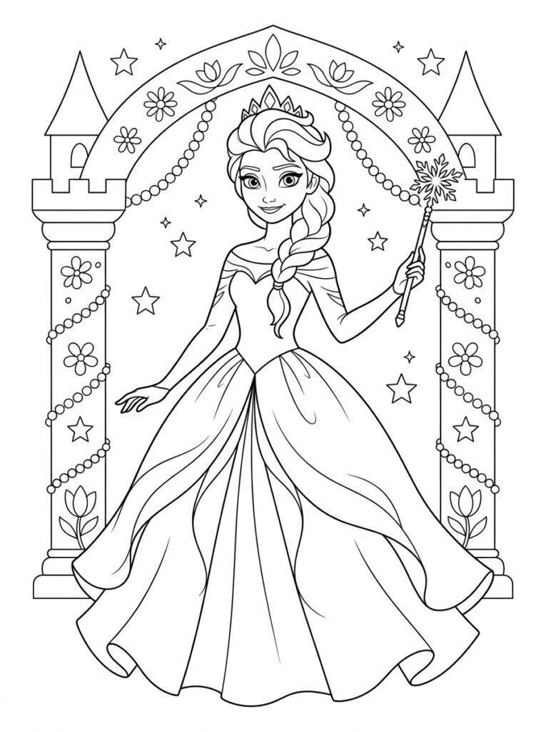 Elsa Kleurplaten (Gratis PDF Printables) 12 - gratis kleurplaat om te printen