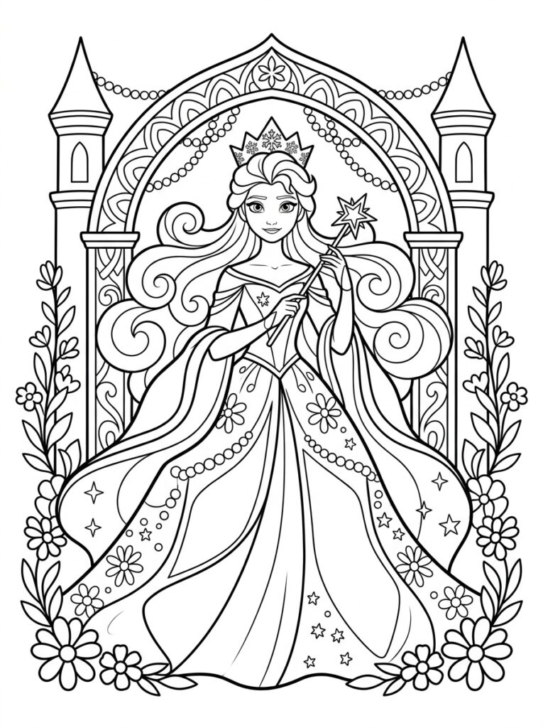 Elsa Kleurplaten (Gratis PDF Printables) 13 - gratis kleurplaat om te printen