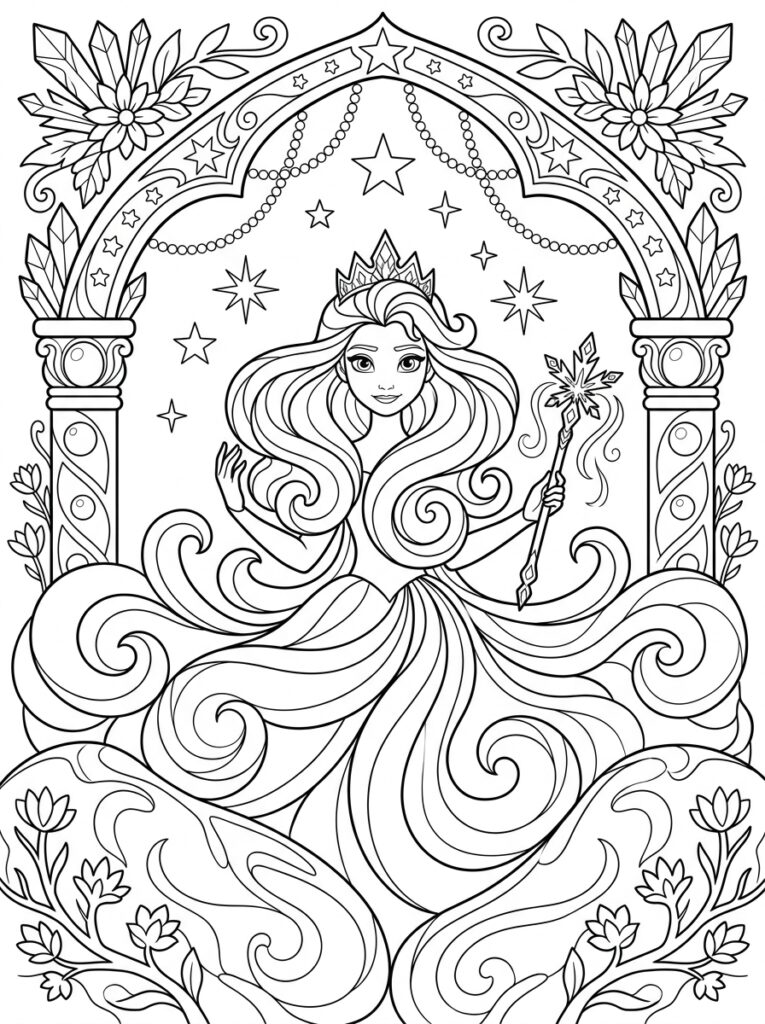 Elsa Kleurplaten (Gratis PDF Printables) 14 - gratis kleurplaat om te printen