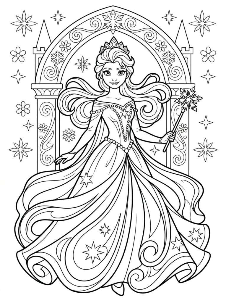 Elsa Kleurplaten (Gratis PDF Printables) 15 - gratis kleurplaat om te printen