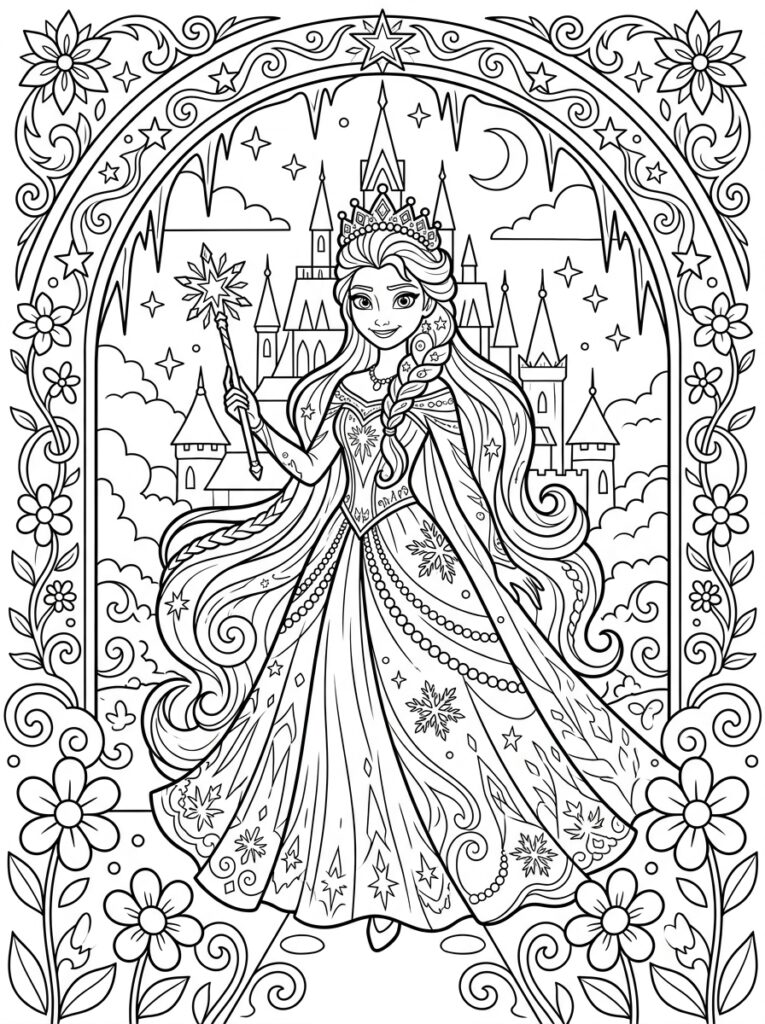 Elsa Kleurplaten (Gratis PDF Printables) 16 - gratis kleurplaat om te printen