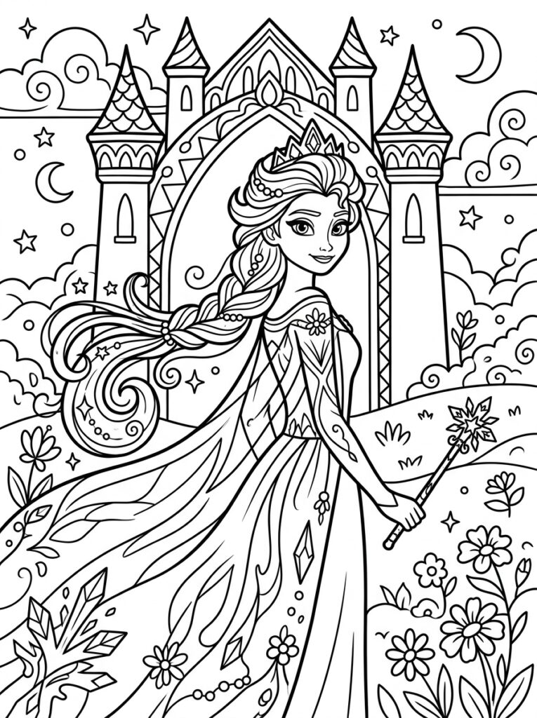 Elsa Kleurplaten (Gratis PDF Printables) 17 - gratis kleurplaat om te printen