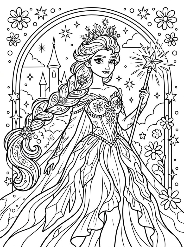 Elsa Kleurplaten (Gratis PDF Printables) 18 - gratis kleurplaat om te printen