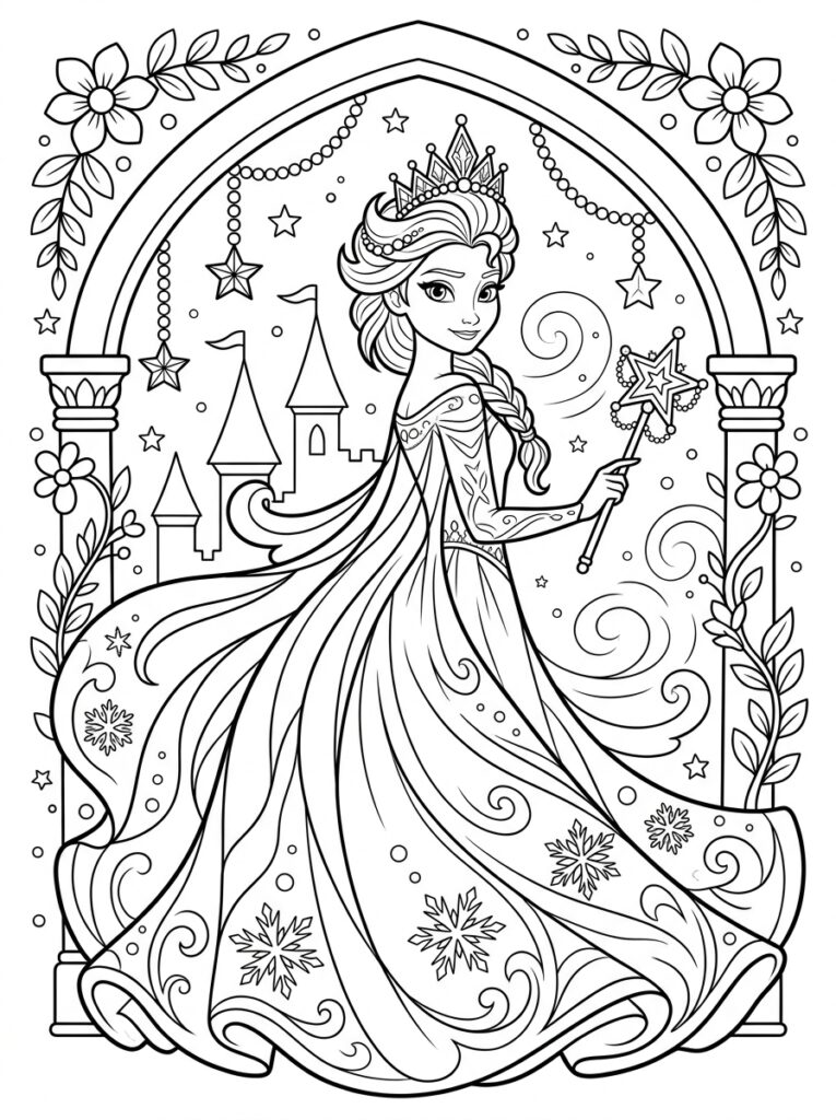 Elsa Kleurplaten (Gratis PDF Printables) 19 - gratis kleurplaat om te printen