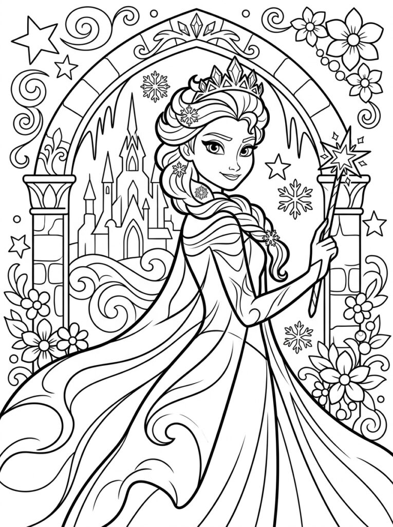 Elsa Kleurplaten (Gratis PDF Printables) 20 - gratis kleurplaat om te printen