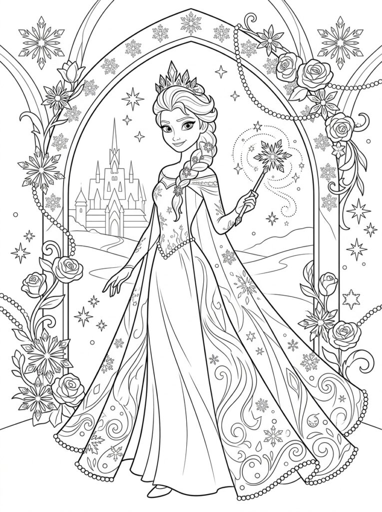Elsa Kleurplaten (Gratis PDF Printables) 21 - gratis kleurplaat om te printen