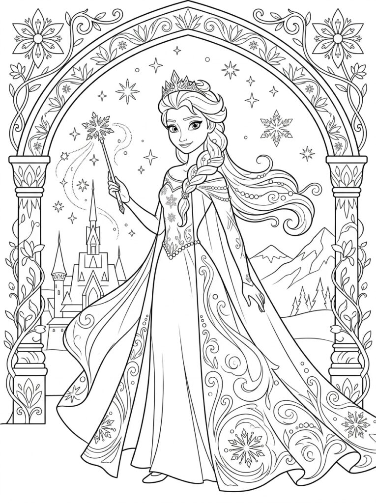 Elsa Kleurplaten (Gratis PDF Printables) 22 - gratis kleurplaat om te printen