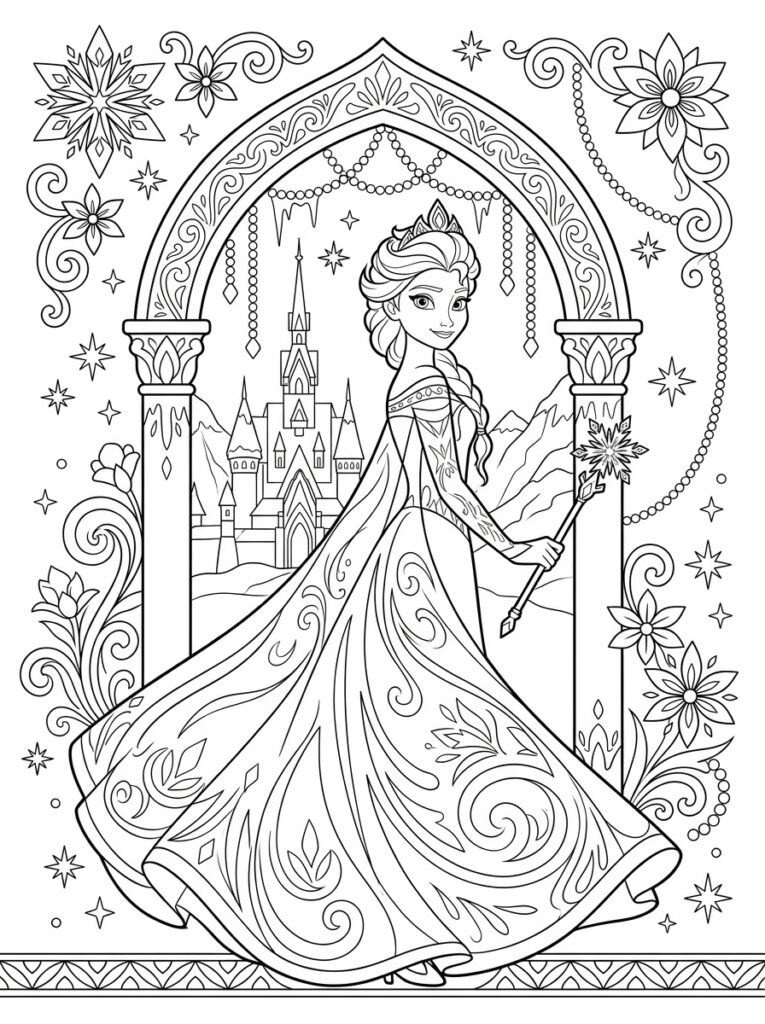 Elsa Kleurplaten (Gratis PDF Printables) 23 - gratis kleurplaat om te printen