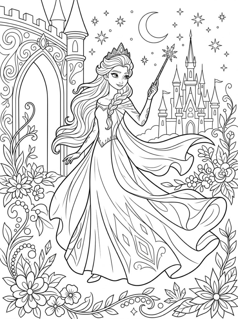 Elsa Kleurplaten (Gratis PDF Printables) 24 - gratis kleurplaat om te printen