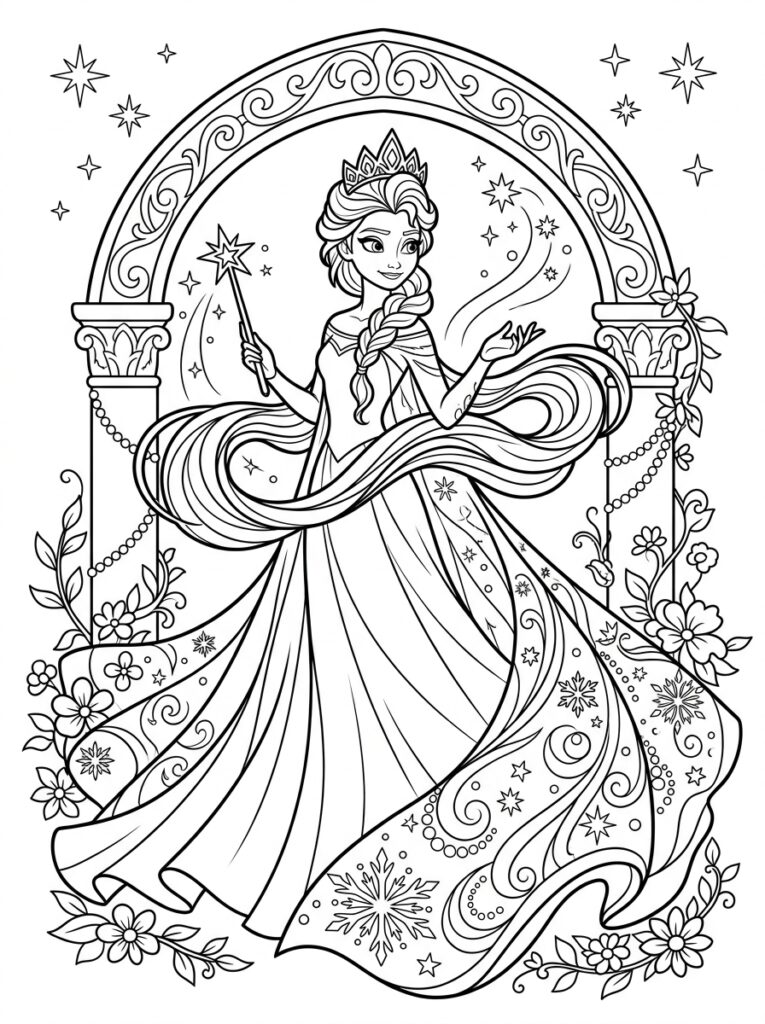 Elsa Kleurplaten (Gratis PDF Printables) 25 - gratis kleurplaat om te printen