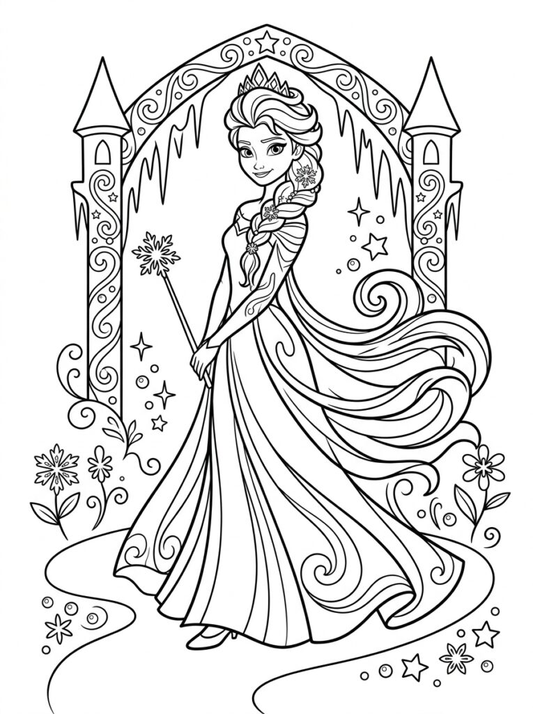 Elsa Kleurplaten (Gratis PDF Printables) 26 - gratis kleurplaat om te printen