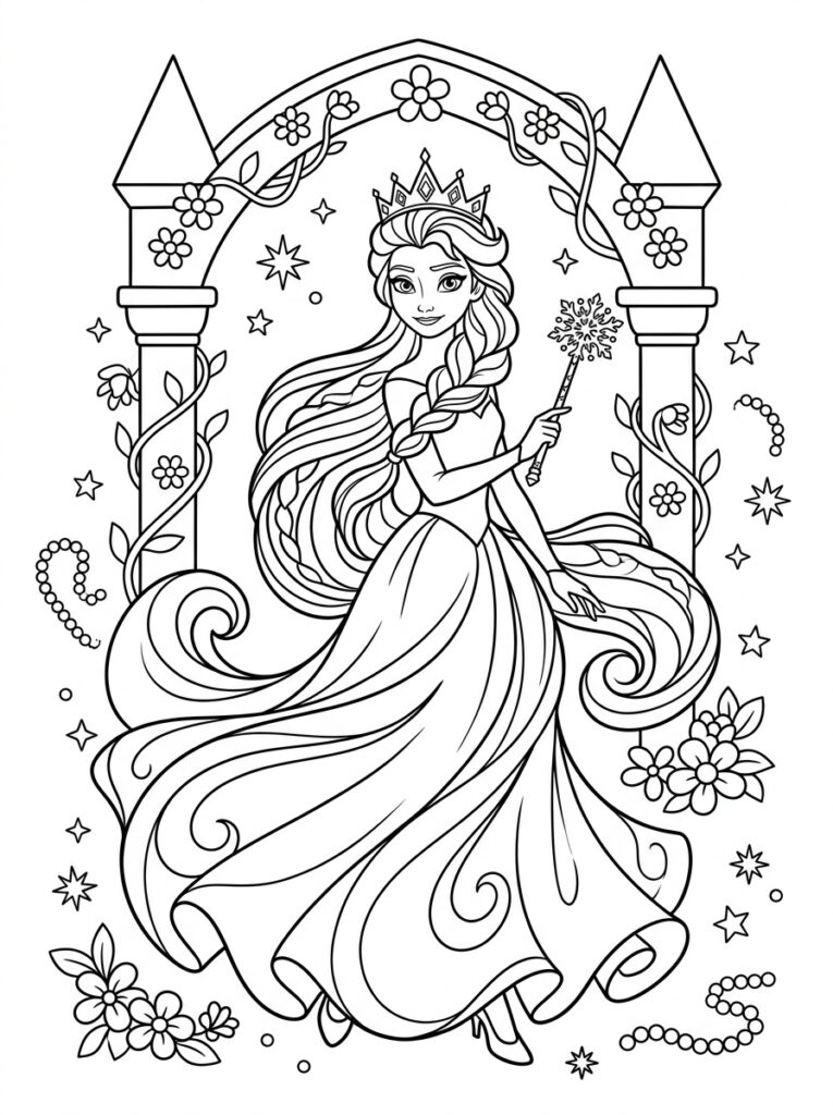 Elsa Kleurplaten (Gratis PDF Printables) 27 - gratis kleurplaat om te printen