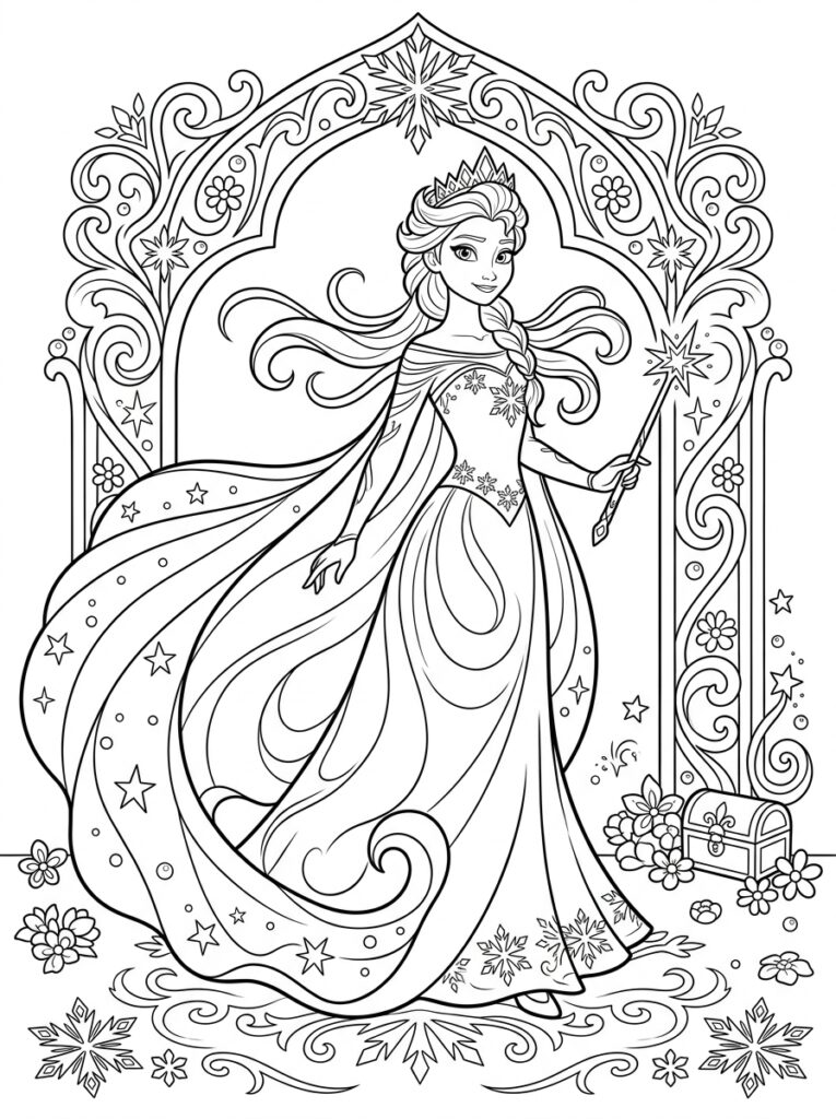 Elsa Kleurplaten (Gratis PDF Printables) 29 - gratis kleurplaat om te printen