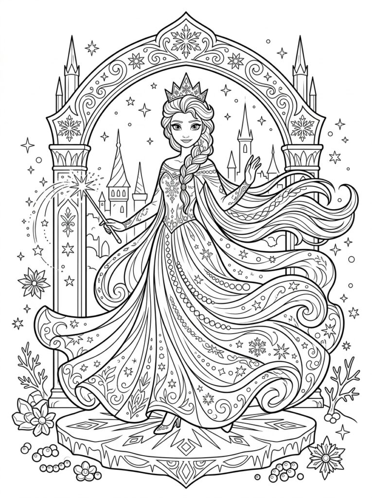 Elsa Kleurplaten (Gratis PDF Printables) 30 - gratis kleurplaat om te printen