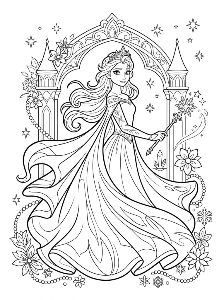 Elsa Kleurplaten (Gratis PDF Printables) 31 - gratis kleurplaat om te printen