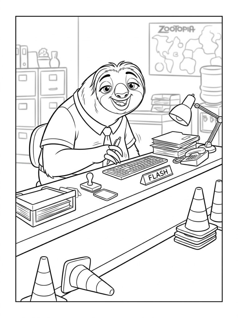 Flash Zootopia Kleurplaten (Gratis PDF Printables) 36 - gratis kleurplaat om te printen
