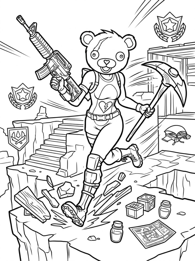Fortnite Kleurplaten (Gratis PDF Printables) 01 - gratis kleurplaat om te printen