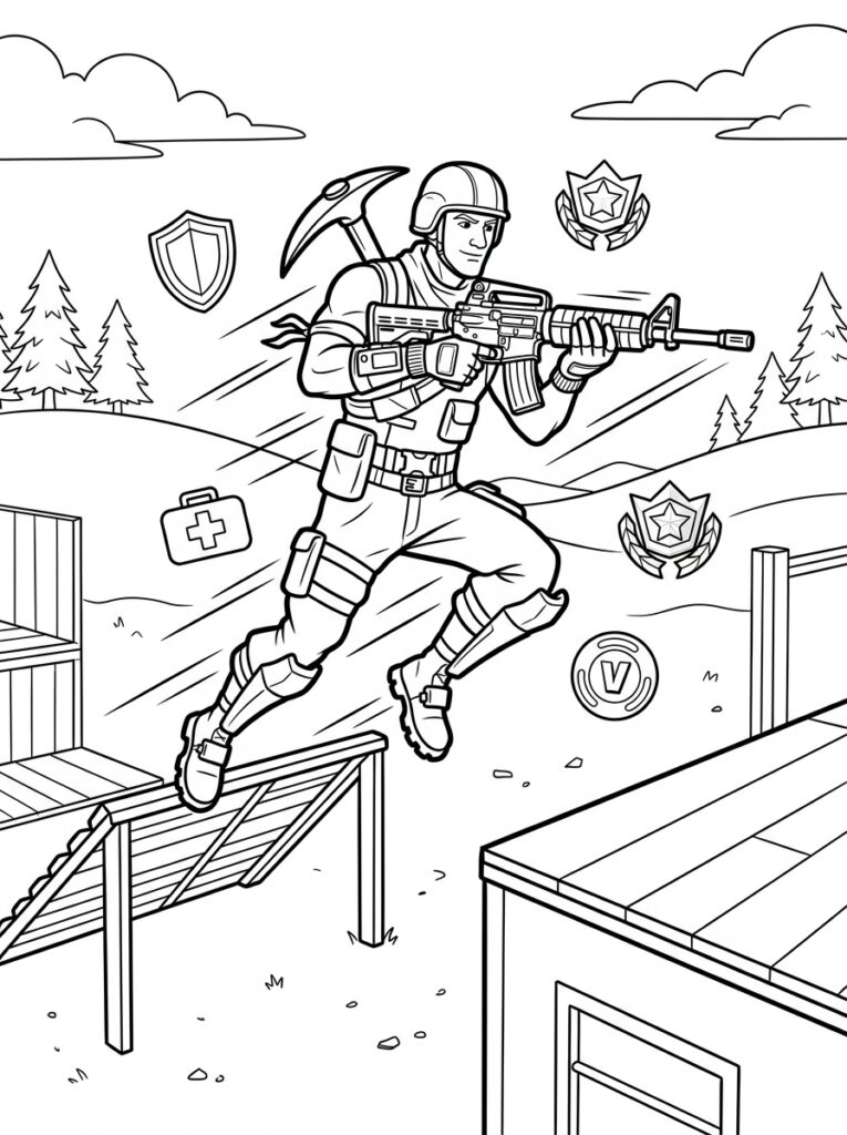 Fortnite Kleurplaten (Gratis PDF Printables) 02 - gratis kleurplaat om te printen