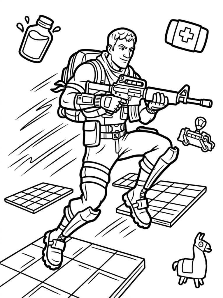 Fortnite Kleurplaten (Gratis PDF Printables) 03 - gratis kleurplaat om te printen