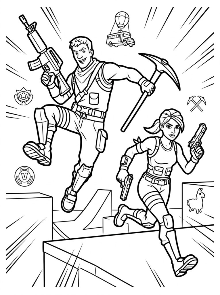 Fortnite Kleurplaten (Gratis PDF Printables) 04 - gratis kleurplaat om te printen