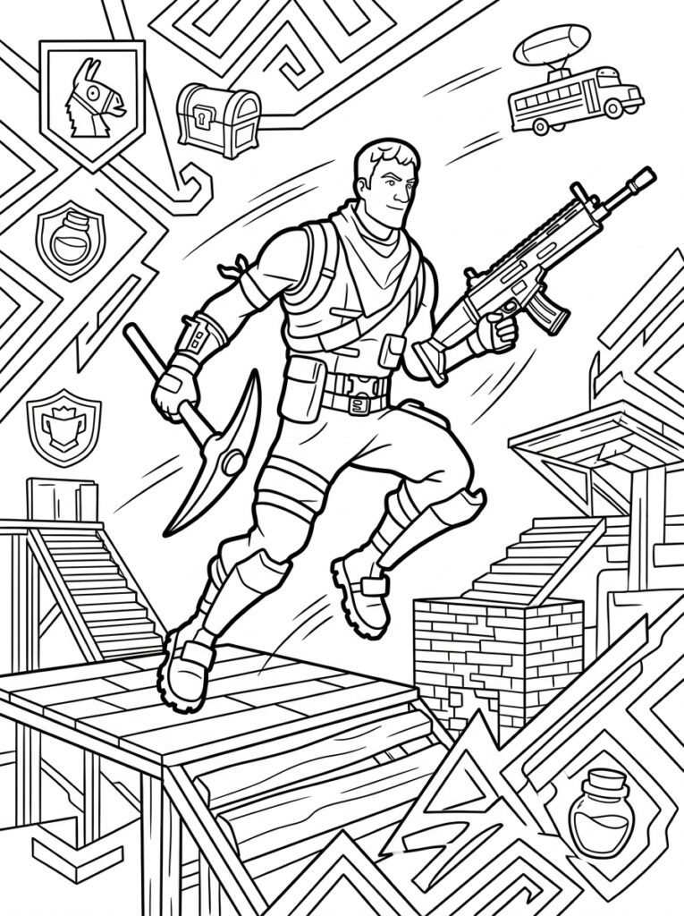 Fortnite Kleurplaten (Gratis PDF Printables) 07 - gratis kleurplaat om te printen