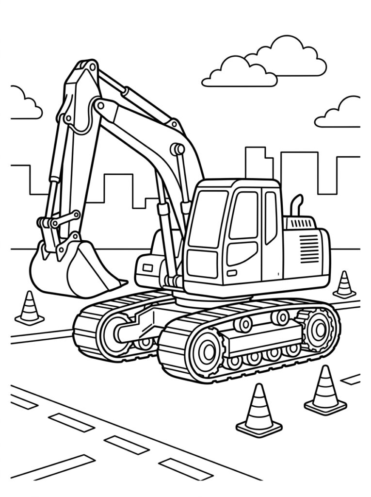 Graafmachine Kleurplaten (Gratis PDF Printables) 01 - gratis kleurplaat om te printen