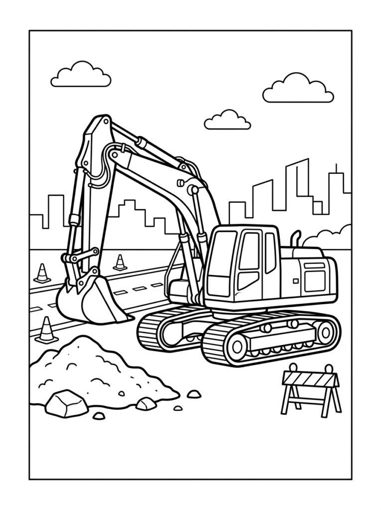 Graafmachine Kleurplaten (Gratis PDF Printables) 02 - gratis kleurplaat om te printen