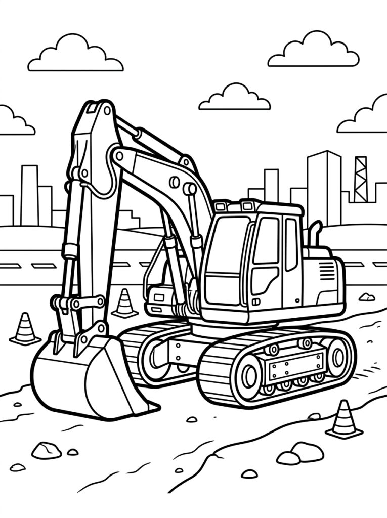 Graafmachine Kleurplaten (Gratis PDF Printables) 04 - gratis kleurplaat om te printen